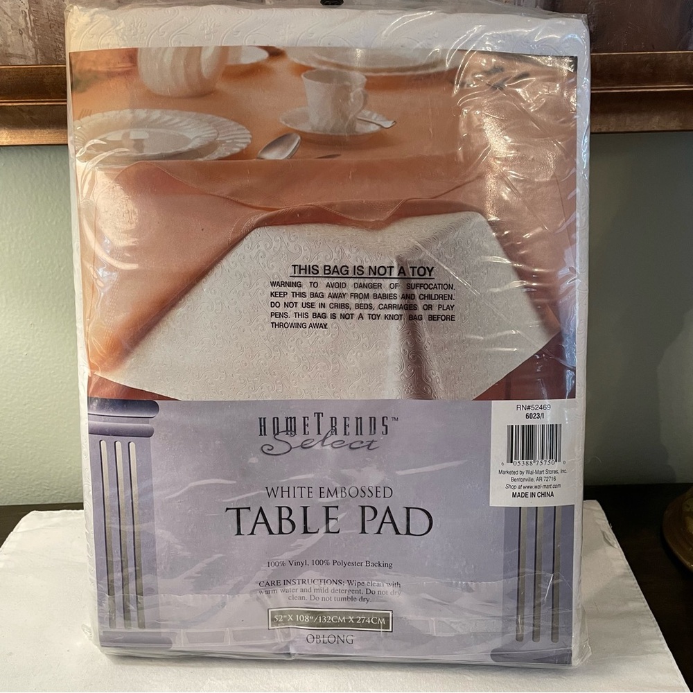 Protective Pad for Dining Table 52" x 108" Under Tablecloth 100% Vinyl White